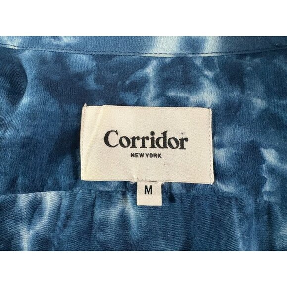 Corridor Tie Dye Camp Collar Shirt overshirt size M color navy - Picture 2 of 8